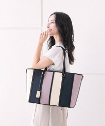 Clelia(クレリア)/トートバッグ レディース A4 大容量 ファスナー付き かわいい 大きめ 大きい ストライプ  Clelia クレリア ベレッサ clelia－22128/ラベンダー