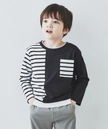 THE SHOP TK（KID）(ザ　ショップ　ティーケー（キッズ）)/【110－160/洗濯機で洗える】レイヤード風プルオーバー/ブラック（519）