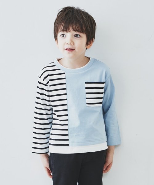 THE SHOP TK（KID）(ザ　ショップ　ティーケー（キッズ）)/【110－160/洗濯機で洗える】レイヤード風プルオーバー/ブルー（591）