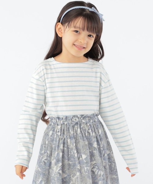 SHIPS KIDS(シップスキッズ)/SHIPS KIDS:100～130cm / ボーダー 長袖 TEE/ライトブルー