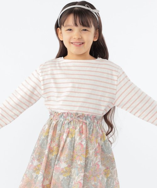 SHIPS KIDS(シップスキッズ)/SHIPS KIDS:100～130cm / ボーダー 長袖 TEE/ライトピンク