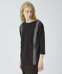 5351POURLESHOMMES(5351POURLESHOMMES)/カラーライン 七分袖Tシャツ/ブラック
