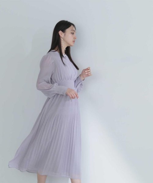 NATURAL BEAUTY BASIC(ナチュラルビューティーベーシック)/マジョリカプリーツワンピース　24SS/パープル