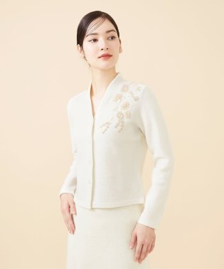Sybilla/【Pure】ホワイトフラワー刺繍ニットジャケット/505842539