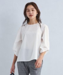 green label relaxing(グリーンレーベルリラクシング)/デザインタック 7分袖 ブラウス/OFFWHITE