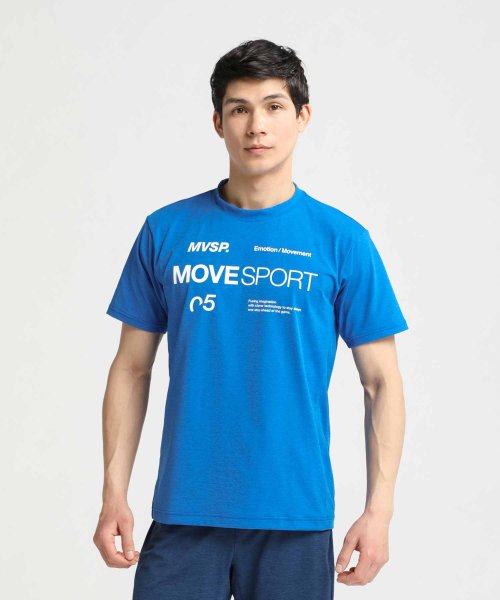 MOVESPORT(ムーブスポーツ)/SUNSCREEN TOUGH オーセンティックロゴ ショートスリーブシャツ/ブルー