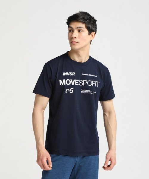 MOVESPORT(ムーブスポーツ)/SUNSCREEN TOUGH オーセンティックロゴ ショートスリーブシャツ/ネイビー
