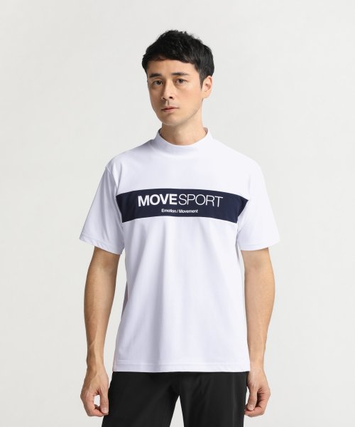 MOVESPORT(ムーブスポーツ)/SUNSCREEN ミニ鹿の子 モックネックシャツ/ホワイト
