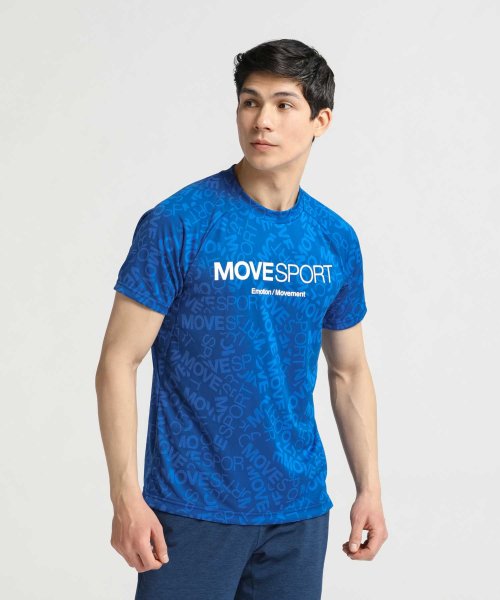 MOVESPORT(ムーブスポーツ)/ジャガードグラフィック ショートスリーブシャツ/ブルー