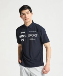 MOVESPORT(ムーブスポーツ)/SUNSCREEN ミニ鹿の子 オーセンティックロゴ ポロシャツ/ネイビー
