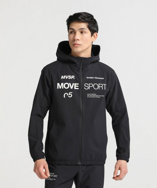 MOVESPORT(ムーブスポーツ)/AIRY TRANSFER TOUGH スパンライク オーセンティックロゴ フルジップフーディー/ブラック