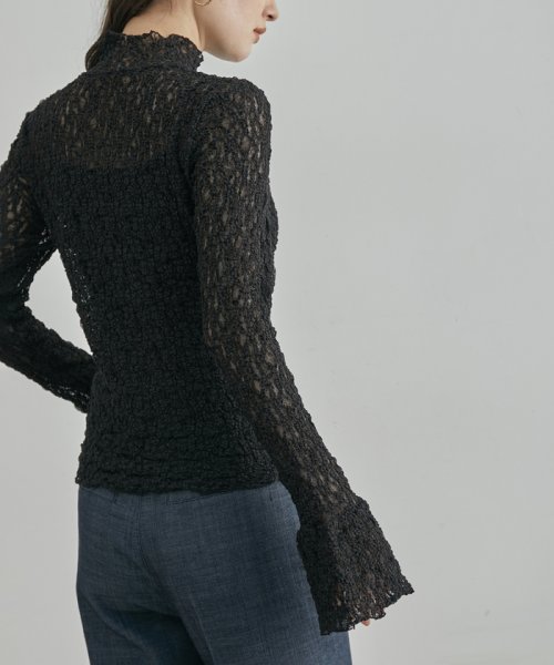 袖ギャザーレースカットソー 