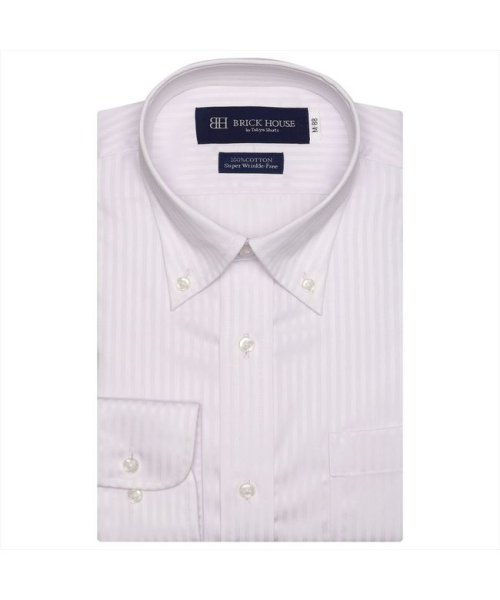 TOKYO SHIRTS(TOKYO SHIRTS)/【超形態安定・大きいサイズ】 ボタンダウンカラー 長袖ワイシャツ 綿100%/ピンク・レッド