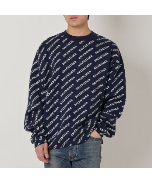 バレンシアガ ニット セーター ネイビー ホワイト メンズ BALENCIAGA 