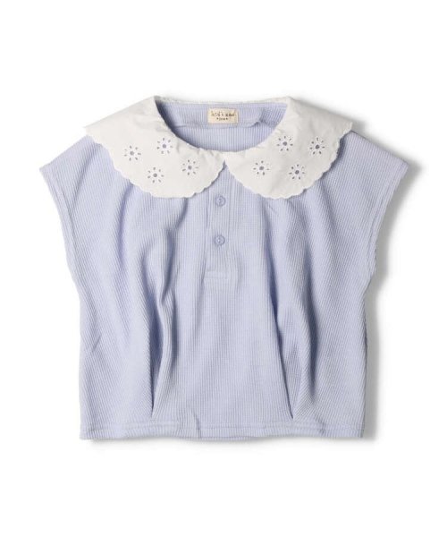 Kids Zoo(キッズズー)/【子供服】 kid´s zoo (キッズズー) レース衿付きワッフル半袖Tシャツ 80cm～130cm W42801/ブルー