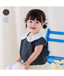 Kids Zoo(キッズズー)/【子供服】 kid´s zoo (キッズズー) レース衿付きワッフル半袖Tシャツ 80cm～130cm W42801/ブラック