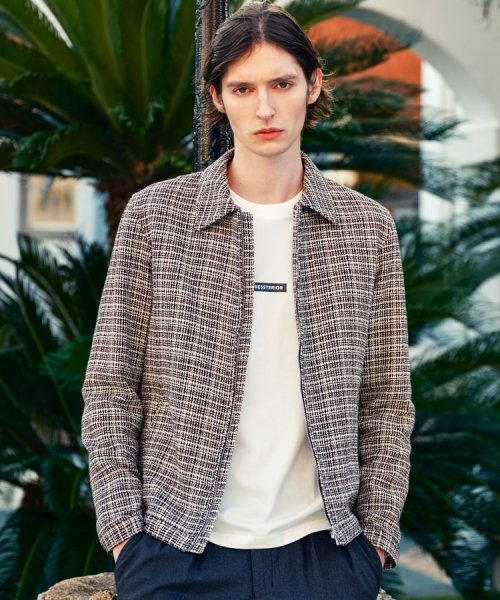 DEVEAUX バスケットツイード アビエータージャケット DEVEAUX