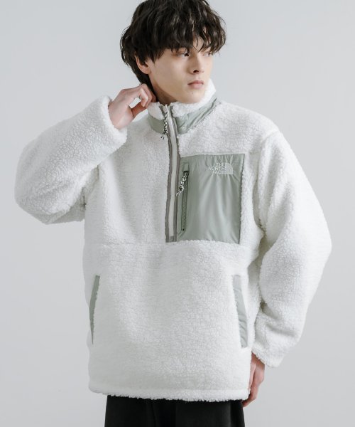 Rocky Monroe(ロッキーモンロー)/THE NORTH FACE ノースフェイス 韓国 ボアジャケット リバーシブル メンズ レディース アウター アノラックパーカー フリース ブルゾン ハーフジ/アイボリー