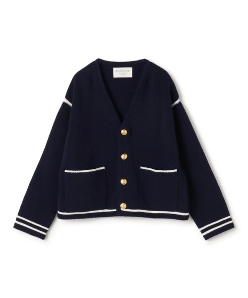 ハーフミラノ Vネックカーディガン また