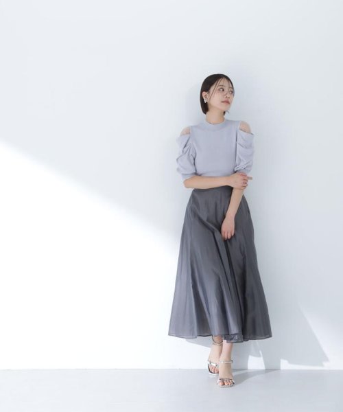 NATURAL BEAUTY BASIC(ナチュラルビューティーベーシック)/シャイニーシアーボイルスカート　24SS/チャコール1