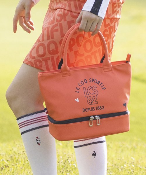 le coq sportif GOLF (ルコックスポルティフ（ゴルフ）)/二層式 カートバッグ(ミニトートバッグ) 約25×23×14.5(cm)/オレンジ