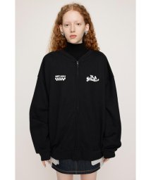 SLY(スライ)/W FRONT LOGO ZIP UP スウェット/BLK