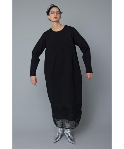 HeRIN.CYE(ヘリンドットサイ)/Mesh hem cocoon dress/BLK