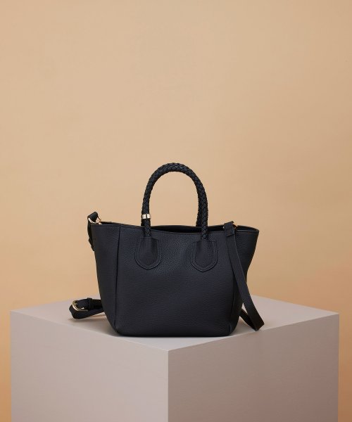 【TREASURE TOPKAPI】シュリンクレザー メッシュハンドル ショルダー付き ミニ トート バッグ 