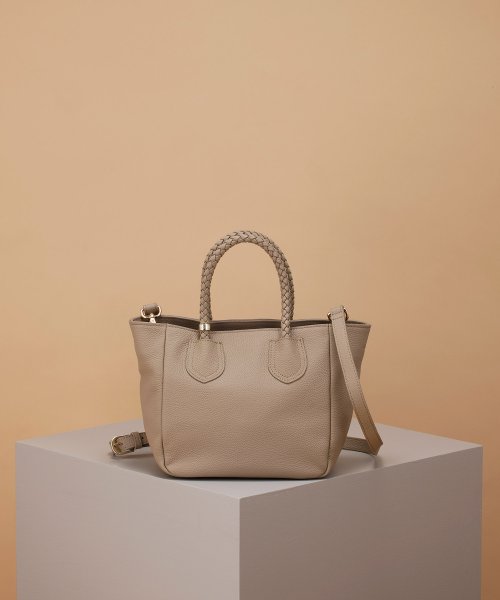 【TREASURE TOPKAPI】シュリンクレザー メッシュハンドル ショルダー付き ミニ トート バッグ 