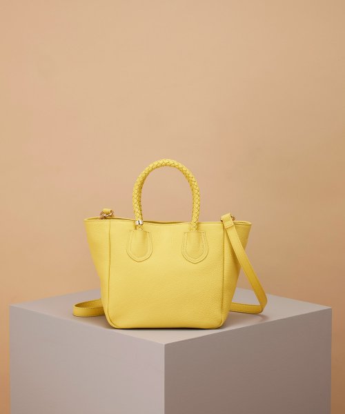 【TREASURE TOPKAPI】シュリンクレザー メッシュハンドル ショルダー付き ミニ トート バッグ 