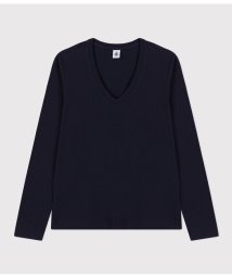 PETIT BATEAU(プチバトー)/ライトジャージＶネック長袖Ｔシャツ/ネイビー