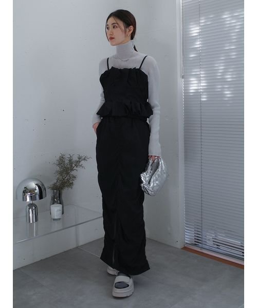 emmi atelier(emmi　atelier)/【セットアップ対応商品】【emmi atelier】ナイロンストレートシルエットスカート/BLK