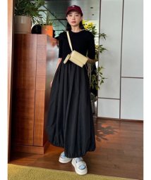 emmi atelier(emmi　atelier)/【emmi atelier】ニットドッキングタフタワンピース/BLK