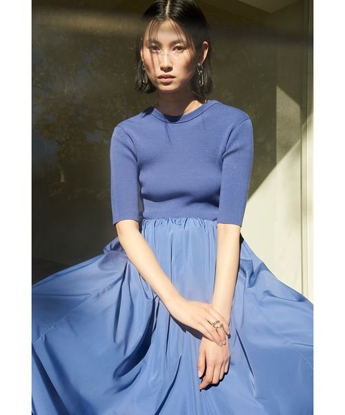 emmi atelier(emmi　atelier)/【emmi atelier】ニットドッキングタフタワンピース/BLU