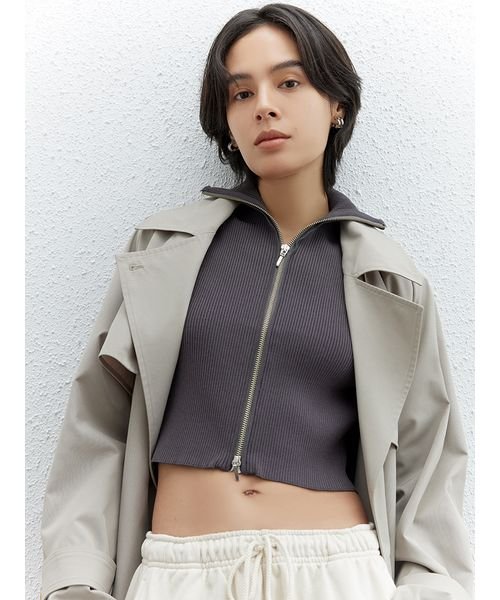 【emmi atelier】LENZING(TM) ECOVERO(TM)フロントジップカーディガン TM 予めご了承ください