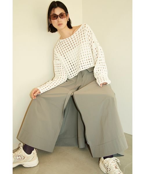 emmi atelier(emmi　atelier)/【emmi atelier】クロップドメッシュニット/WHT