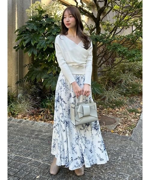 美品 フレイアイディー プリーツコンビフレアスカート 奔放 