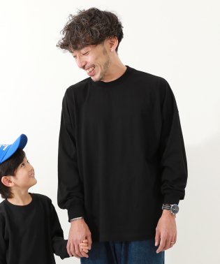 devirock/無地 ビッグシルエット 袖リブ 大人 長袖Tシャツ 子供服 キッズ 男の子 女の子 トップス 長袖Tシャツ ロンT /505846792