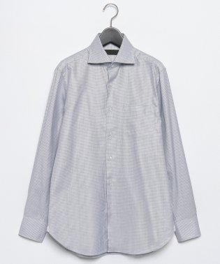 D'URBAN/ブルー×ホワイトマイクロチェックドレスシャツ(ワイドカラー)/505823897