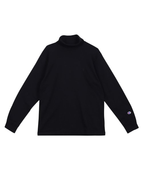 CHAMPION(チャンピオン)/ チャンピオン Champion Tシャツ 長袖 ロンT カットソー メンズ 無地 タートルネック LONG SLEEVE T－SHIRT ブラック オフ ホワ/ブラック