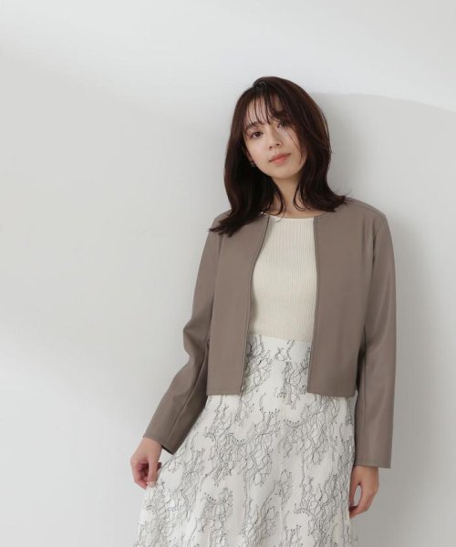 NATURAL BEAUTY BASIC(ナチュラルビューティーベーシック)/フェイクレザーブルゾン　24SS/モカ