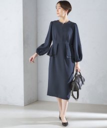 SHIPS WOMEN(シップス　ウィメン)/〈セレモニー対応可〉アセテート混 ペプラム デザイン ワンピース 24SS ◇/ネイビー