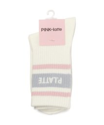 PINK-latte(ピンク　ラテ)/配色3本ロゴショート丈ソックス/ピンク（071）