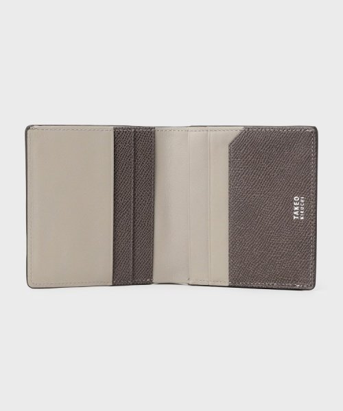 TAKEO KIKUCHI(タケオキクチ)/コンパクト バイカラー 2つ折り財布/ブラウン（043）
