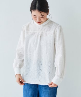 le.coeur blanc/ペイズリー刺繍ハイネックブラウス/505780561