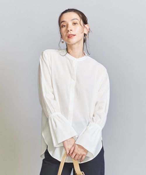 BEAUTY&YOUTH UNITED ARROWS(ビューティーアンドユース　ユナイテッドアローズ)/コットンシフォンドビー フレアスリーブ シャツ/WHITE