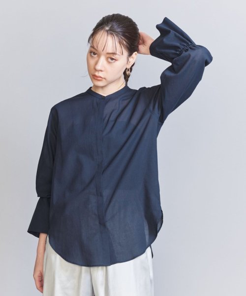 BEAUTY&YOUTH UNITED ARROWS(ビューティーアンドユース　ユナイテッドアローズ)/コットンシフォンドビー フレアスリーブ シャツ/NAVY