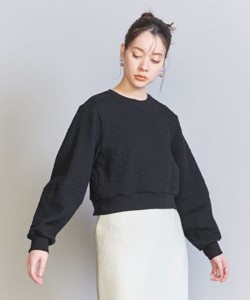 BEAUTY&YOUTH UNITED ARROWS(ビューティーアンドユース　ユナイテッドアローズ)/ジャカード クルーネック プルオーバー/BLACK