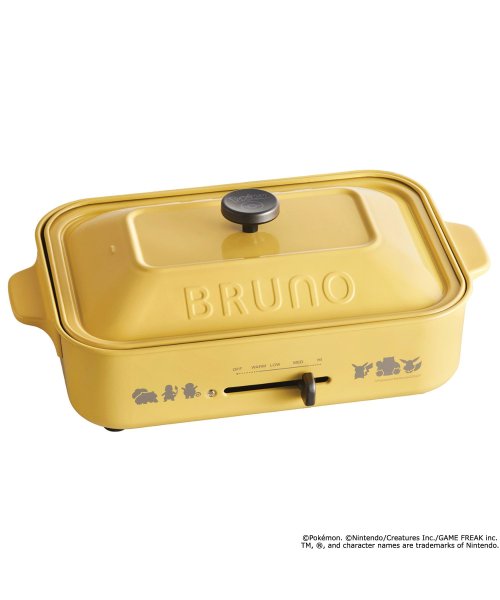 BRUNO(ブルーノ)/BRUNO ブルーノ ホットプレート ポケモン たこ焼き器 焼肉 パンケーキ コンパクト 平面 電気式 ヒーター式 イエロー BOE118/イエロー