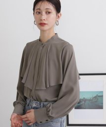 N Natural Beauty Basic(エヌナチュラルビューティベーシック)/フロントケープとろみブラウス 24SS/モカグレー